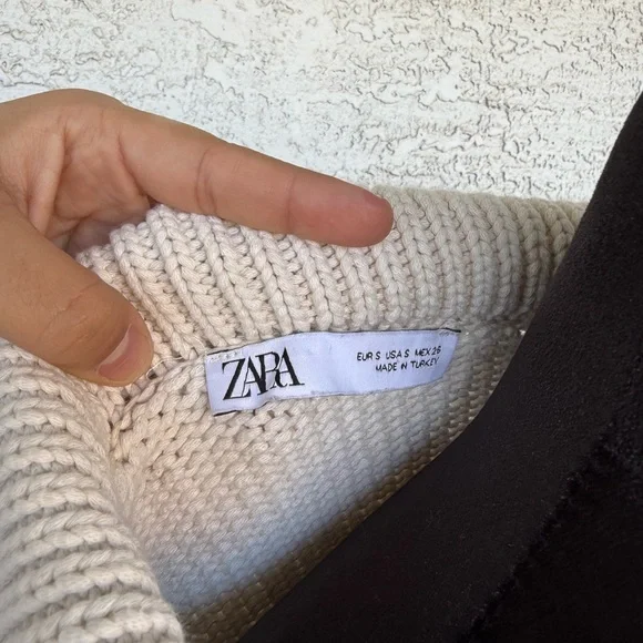 Zara Creme Cropped Knit Button-Up Women's Sweater - Picture 8 of 8